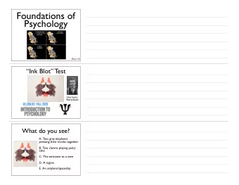 Foundations of  Psychology  Part 1/3  Ink Blot Test  Hermann  Rorschach  What do you see?  A.