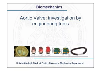 Aortic Valve: investigation by  engineering tools  Universit degli Studi di Pavia - Structural