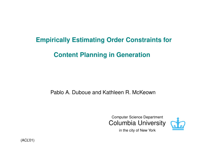empirically estimating order constraints for content