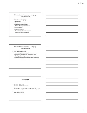 Language  75,000  - 100,000  words  Productive  or  generative  nature