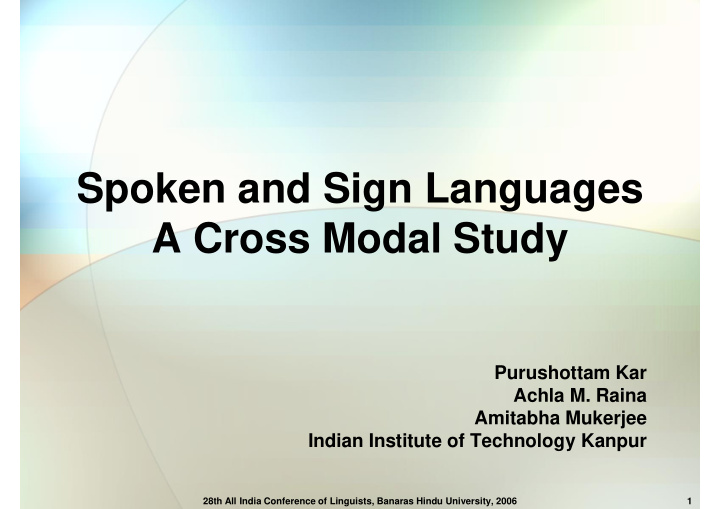 spoken and sign languages spoken and sign languages a