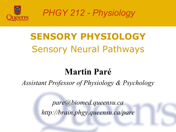 phgy 212 physiology sensory physiology sensory neural