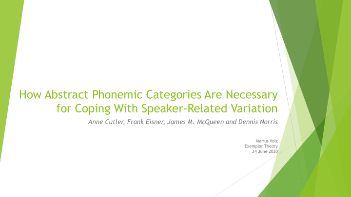 how abstract phonemic categories are necessary for coping