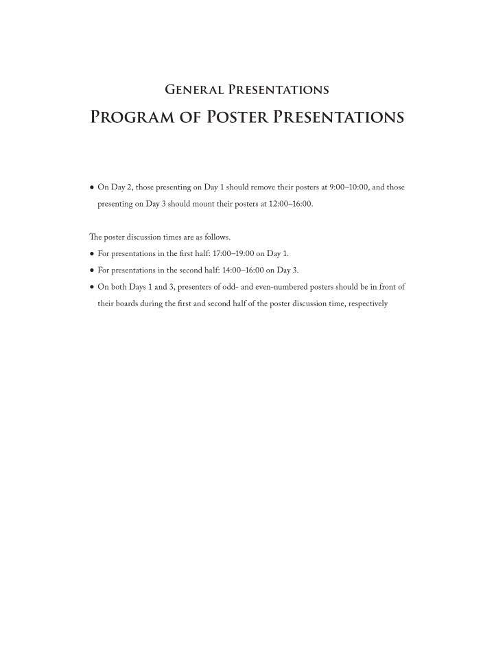 program of poster presentations