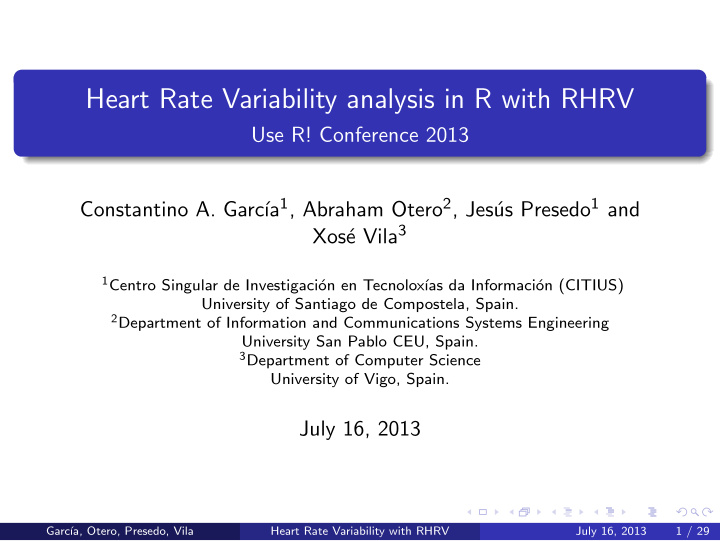 heart rate variability analysis in r with rhrv