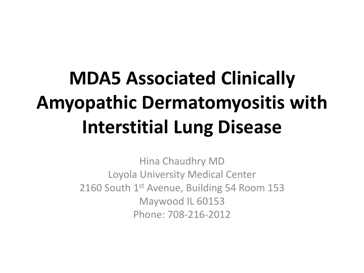 mda5 associated clinically amyopathic dermatomyositis