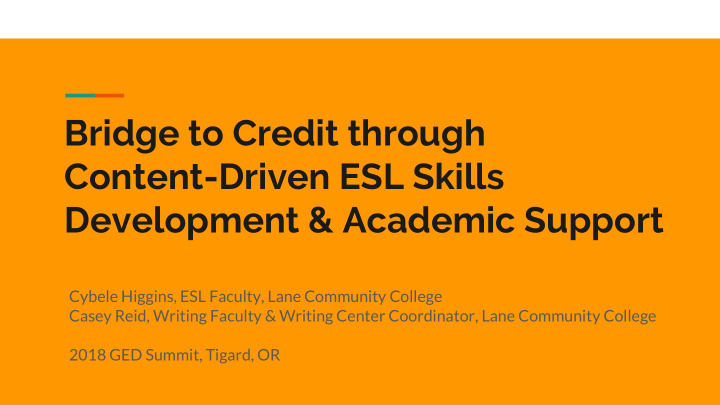 bridge to credit through content driven esl skills