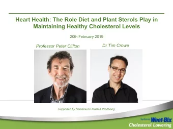 Heart Health: The Role Diet and Plant Sterols Play in  Maintaining Healthy Cholesterol Levels  20th