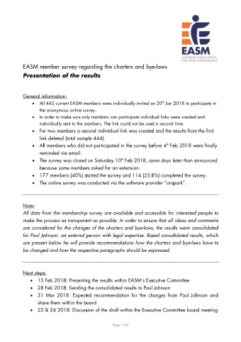 e-laws  EASM m  member su  urvey rega  arding th  e charter  rs and by  Present  tation o  of the