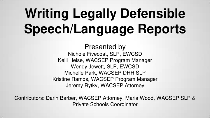 speech language reports