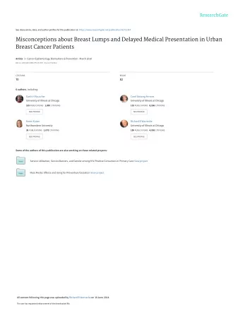 Misconceptions about Breast Lumps and Delayed Medical Presentation in Urban  Breast Cancer Patients