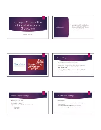 A Unique Presentation  of Steroid-Response  The Presenter and Organizers for A  Unique