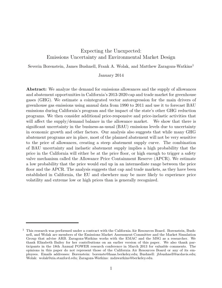 expecting the unexpected emissions uncertainty and