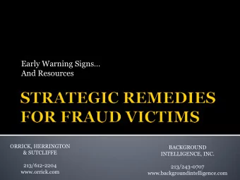 ORRICK, HERRINGTON  BACKGROUND  &amp; SUTCLIFFE  INTELLIGENCE, INC.  213/612-2204  213/243-0707