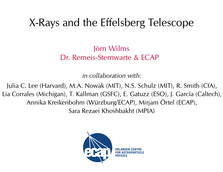 x rays and the effelsberg telescope