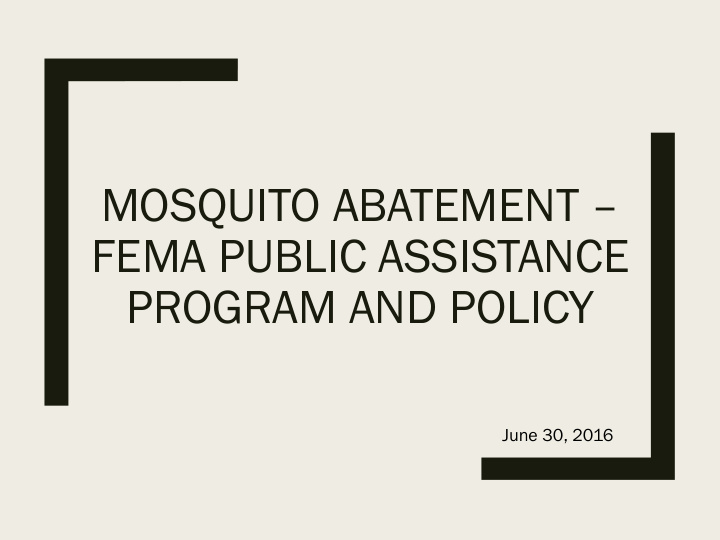 mosquito abatement fema public assistance program and