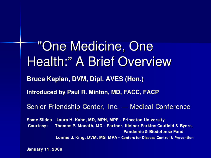 one medicine one one medicine one health a brief overview