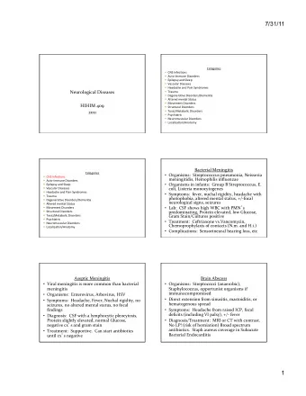 7/31/11  Categories      CNS  Infec1ons    Auto-Immune  Disorders