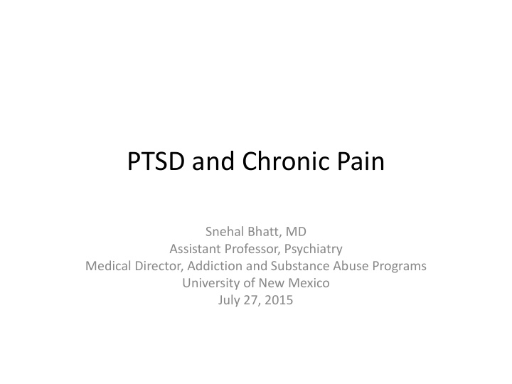 ptsd and chronic pain