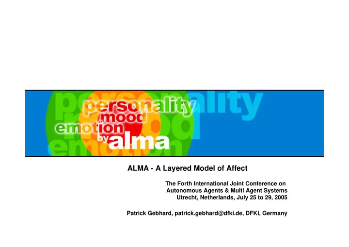 alma a layered model of affect
