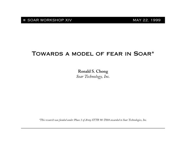 towards a model of fear in soar