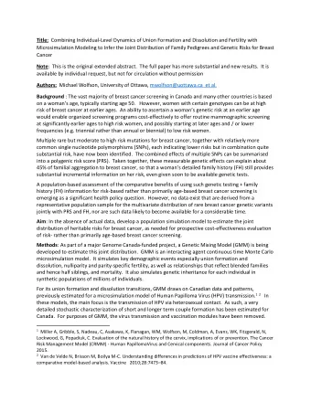 Title: Combining Individual-Level Dynamics of Union Formation and Dissolution and Fertility with