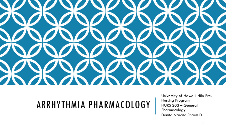 arrhythmia pharmacology