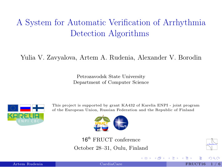 a system for automatic verification of arrhythmia