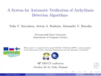 A System for Automatic Verification of Arrhythmia  Detection Algorithms  Yulia V. Zavyalova, Artem