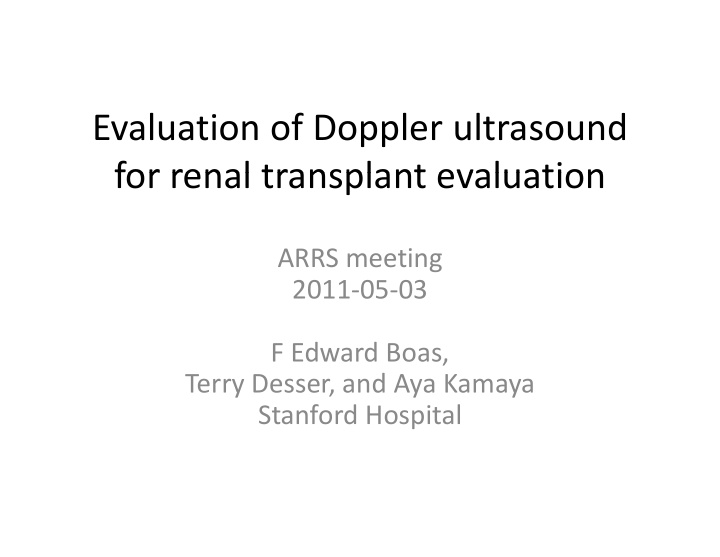 evaluation of doppler ultrasound for renal transplant