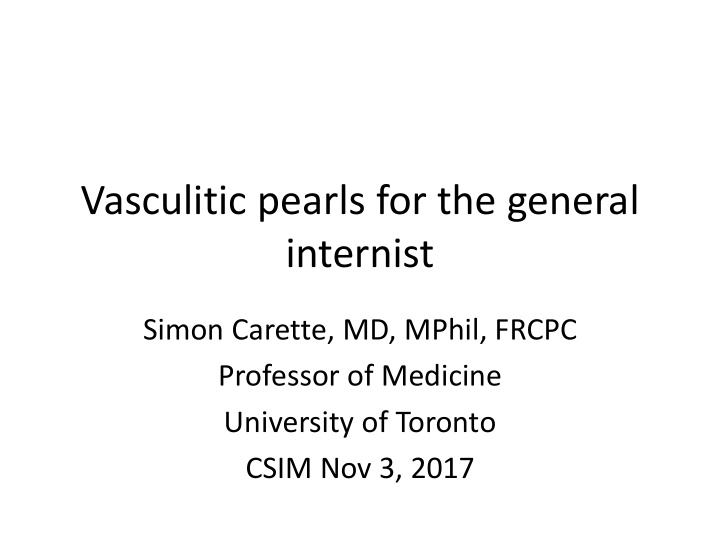vasculitic pearls for the general internist