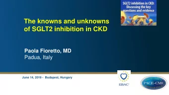 of SGLT2 inhibition in CKD  Paola Fioretto, MD  Padua, Italy  June 14, 2019 - Budapest, Hungary