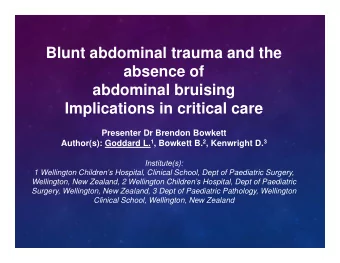 Blunt abdominal trauma and the  absence of  abdominal bruising  Implications in critical care
