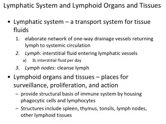 Lymphatic System and Lymphoid Organs and Tissues  Lymphatic system  a transport system for