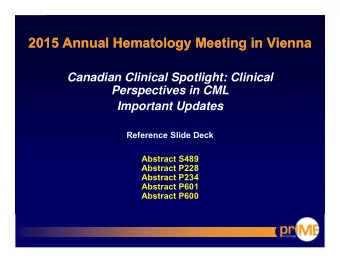2015 Annual Hematology Meeting in Vienna  2015 Annual Hematology Meeting in Vienna  Canadian