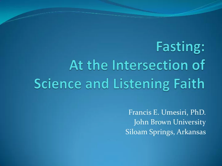 francis e umesiri phd john brown university siloam