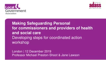 for commissioners and providers of health  and social care  Developing steps for coordinated action