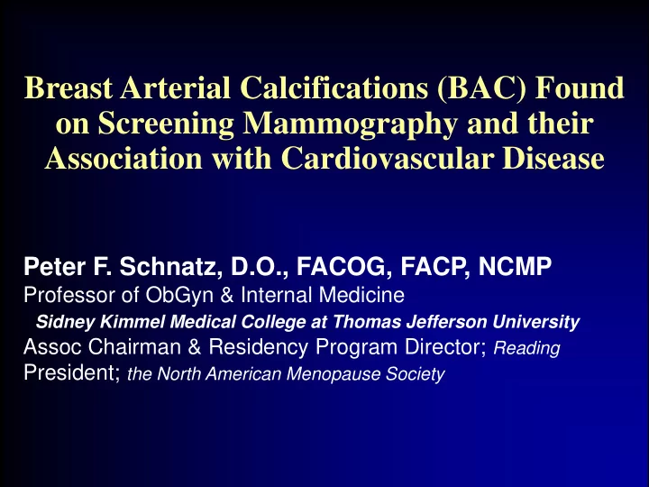 breast arterial calcifications bac found