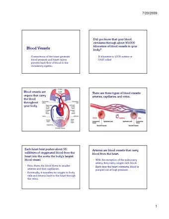 Blood Vessels  body?  Contractions of the heart generate  A kilometer is 1,000 meters or  blood