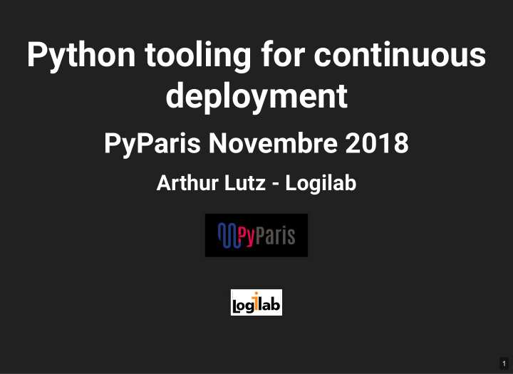 python tooling for continuous python tooling for
