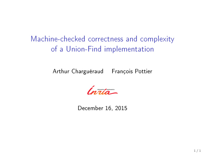 machine checked correctness and complexity of a union
