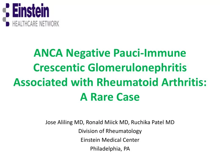 anca negative pauci immune crescentic glomerulonephritis
