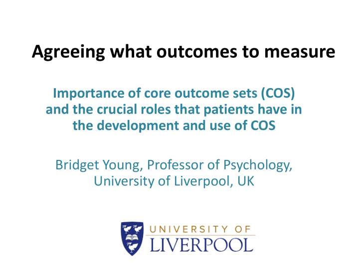 agreeing what outcomes to measure