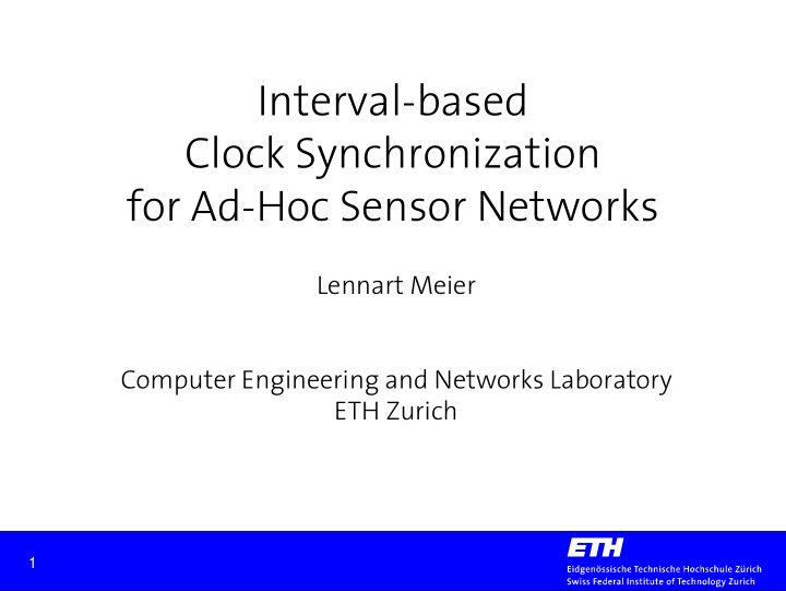interval based clock synchronization for ad hoc sensor