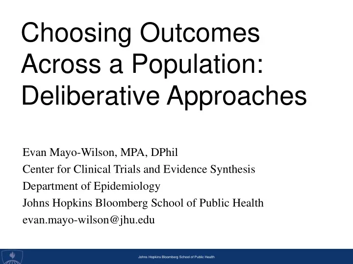 choosing outcomes