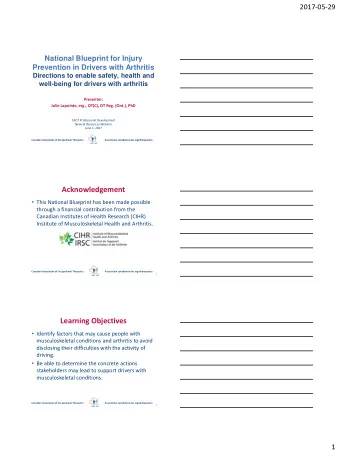 Learning Objectives  Identify factors that may cause people with  musculoskeletal conditions and