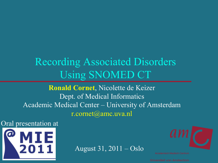 recording associated disorders using snomed ct