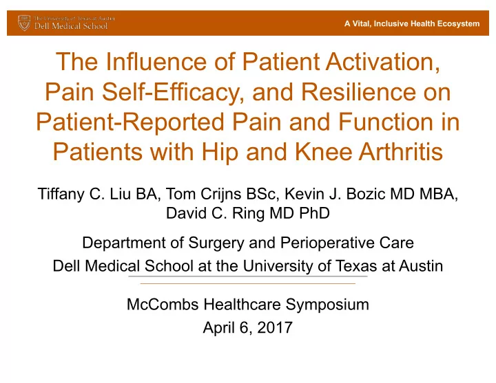 the influence of patient activation pain self efficacy