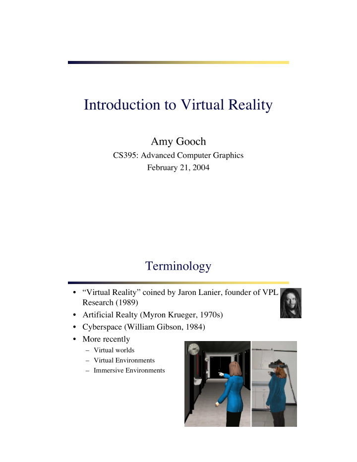 introduction to virtual reality