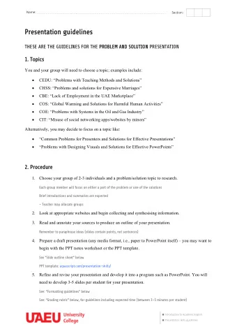 Presen  Presentation  tation guidelines  guidelines TION PRESENTATION  THESE ARE THE GUIDELINES FOR